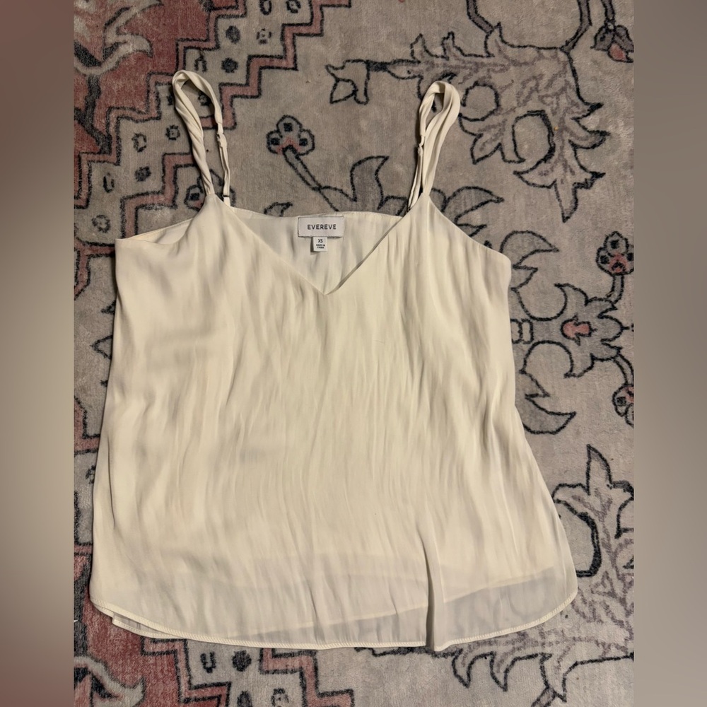 Evereve Silky Ivory Camisole Top, Sz Xs, adjustable straps